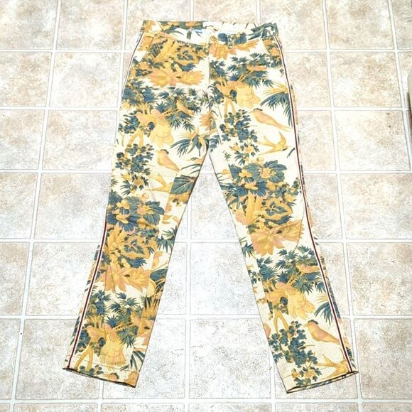 Anthropologie Relaxed Chino Pant Tropical Print 26 - Picture 2 of 9